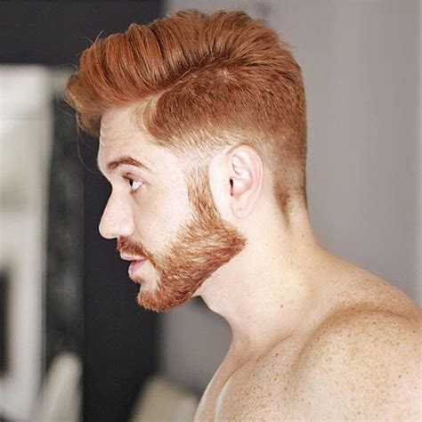 Haircuts for redheads guys. 7. Short Hair with Back Arrow Detail. If you want a haircut that screams fashionable, you need this one for short hair with arrow detail at the back. The neck up to the ears and just past is free of hair but the eye is drawn to a skinny arrow that lies underneath a mix of buzzed and long hair. 8. 