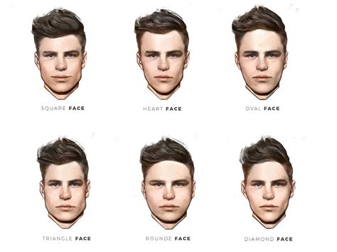 Hairstyle and face shape male. Triangle/Heart Shape . The triangular face shape has prominent cheekbones with a narrow jawline and a pointed chin. The heart-shaped face carries the same features, but with a peak at the centre of the front hairline. Haircuts that maintain length and/or add fullness at the nape as well as the jawline will create balance on the triangular face ... 
