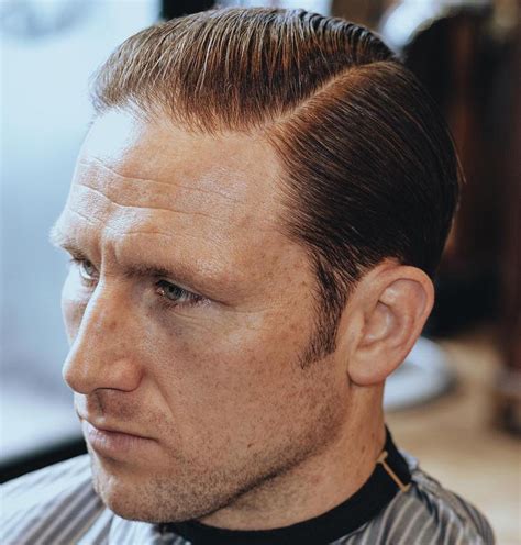 Hairstyles for men with thin hair. Slicked back hair is also flattering for thinning hair because it like a comb back instead of a comb over. Here, the fade at the sides makes thin hair on top appear thicker. 2. Comb Over Hairstyle. This is not a recommendation for a Trump-style comb over. The combover hairstyle is pretty much a side part hairstyle without the defined part. It ... 