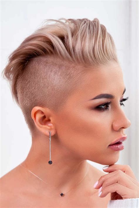 Hairstyles for shaved sides and back. Long Slicked Back V-Hairstyle. ... Shaved Sides with V-Shaped Neckline and Cool Design. To upgrade a simple shaved sides look, ask your stylist to add a cool design on top of the v-shaped neckline. In this example, a small cross design was added as a focal point to the back of the cut. The sky's the limit on how you want to express yourself. 