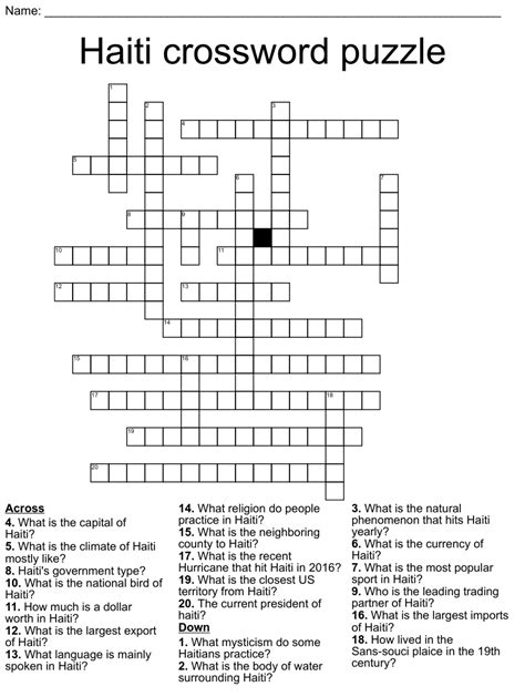 Find the latest crossword clues from New York Times Crosswords, LA Times Crosswords and many more. ... Haitian Language Crossword Clue. We found 20 possible solutions for this clue. We think the likely answer to this clue is CREOLE. You can easily improve your search by specifying the number of letters in the answer.. 