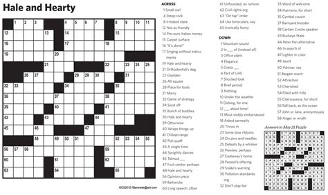 Hale And Hearty Crossword Clue