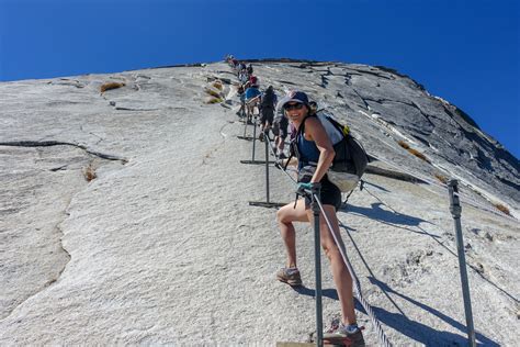 Half dome hike. Half Dome hike is a hard hike — 16.3 (+2 miles roundtrip walk from Curry Village, the place we stayed) and ~5000 ft. of elevation. We were super conscious of timing this time as we could not ... 