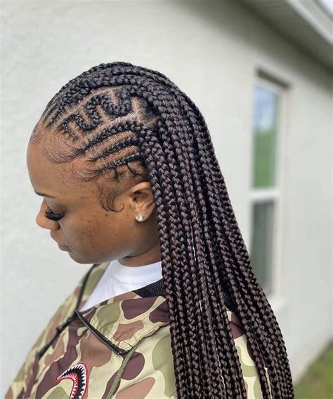 Half knotless braids. Basically, knotless braids are not created using the traditional knot that's used when feeding in braiding hair. "Knotless braids look natural and effortless," says Oludele. "With regular box ... 