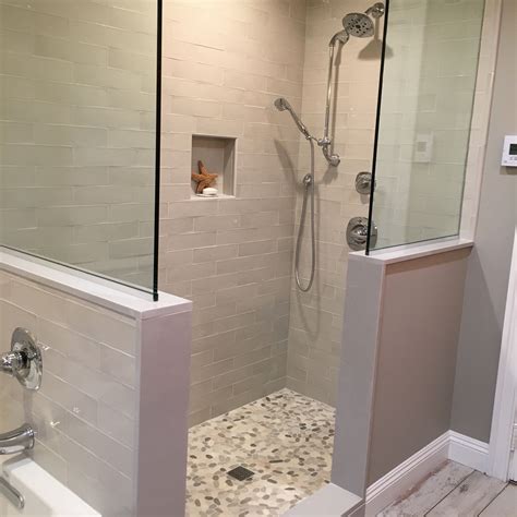 Half wall shower. May 16, 2018 ... The half wall would serve to separate the shower from a small storage area next to it. Thoughts on half wall vs. full wall of glass? 