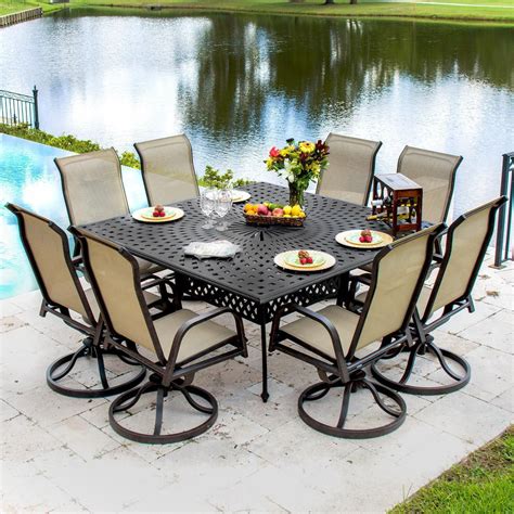 Halifax North America 9 Pieces Patio Dining Set for 8, Aluminum ...