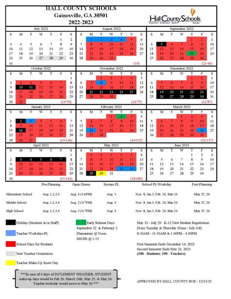 Hall County Schools Calendar 2425 Collen Dorothea