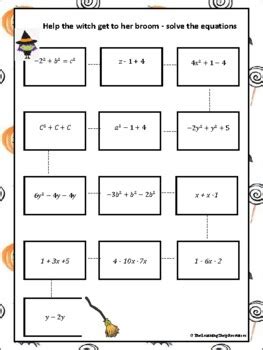 Halloween Algebra Worksheet