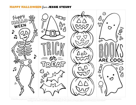 Halloween Bookmarks Coloring Pages