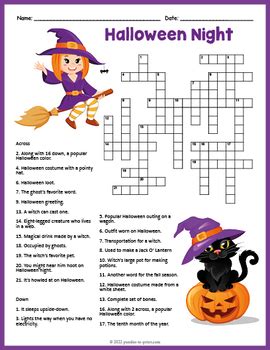 Halloween Crossword Puzzle Teaching Resources TPT