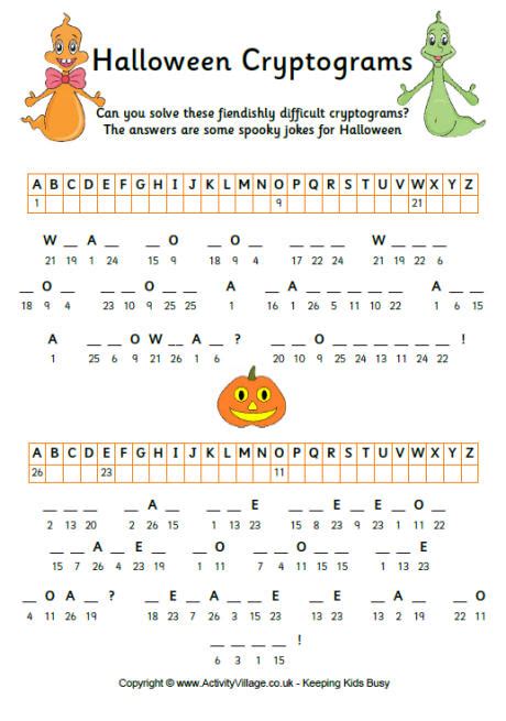 Halloween Cryptogram Jokes, a Free Online Word Brain Game …