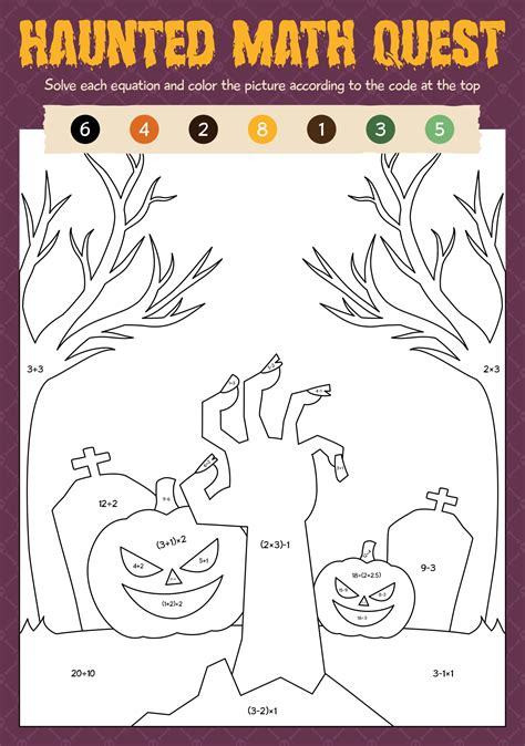 Halloween Math Coloring Worksheets