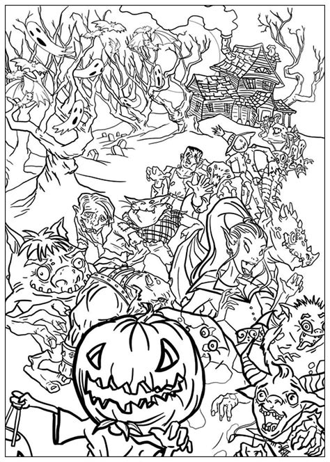 Halloween monsters Halloween Adult Coloring Pages