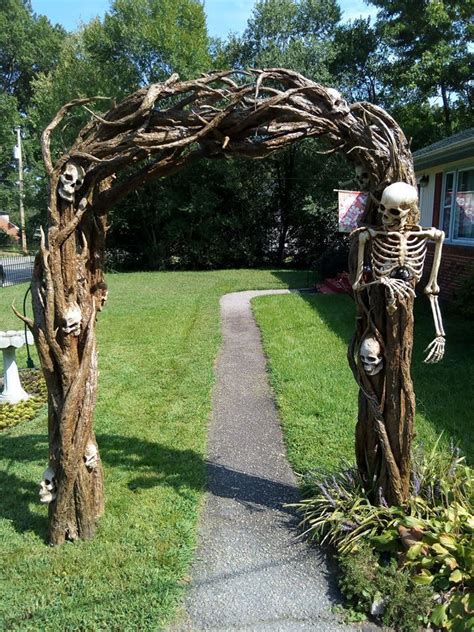 Oct 5, 2017 - OLC Arch - pool noodle, plastic corpsing for thorns, black base paint, tan dry brush, wood stain wiped off on top. ... Pool Noodle Halloween. Halloween Yard Decorations Diy. Foam Props. Start of archway (right side) This arch was created using pool noodles with a wooden frame to back it. I braided the pool noodles which were held .... 