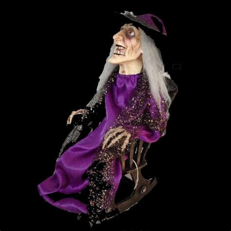 Halloween rocking chair witch. Animated Haunted Rocking Chair Witch Hag Creepy Halloween Decor Decoration Prop - Moves and Speaks 16 in Brand: Generic £58.24 with 12 percent savings -12% £ 58 . 24 