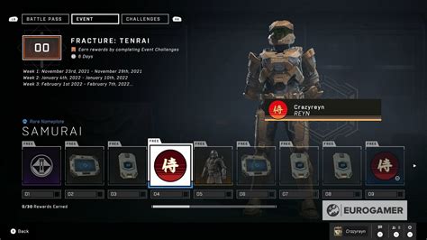 Halo Infinite Fracture Tenrai event Challenges Tenrai dates and how to get the samurai Yoroi armor 
