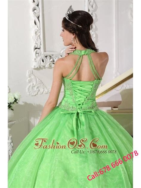 Halter Taffeta and Organza Quinceanera Dresses with Appliques