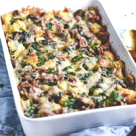 Ham, Mushroom and Spinach Strata - Tasty Kitchen