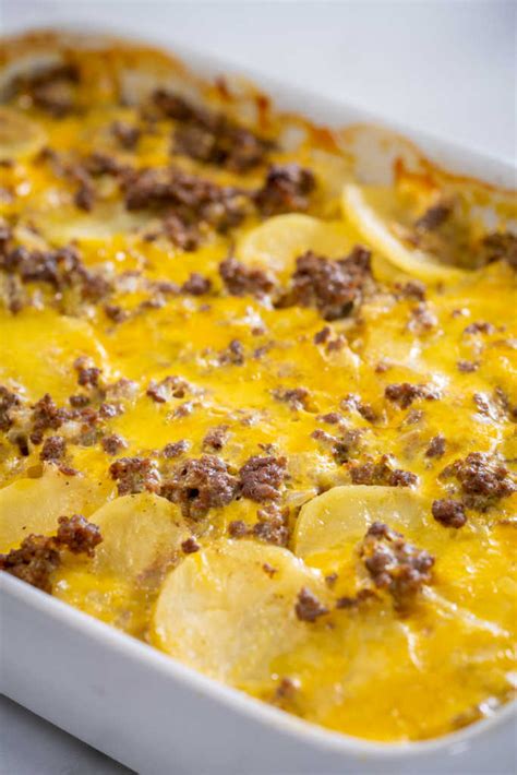 Hamburger Potato Casserole with Cheddar Cheese