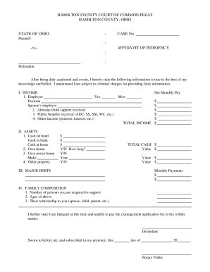 Hamilton county courthouse noblesville in.  Affidavit of Indigency and Request for App...
