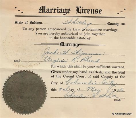 Hamilton county marriage license copy.  Note: MARRIAGE RECORDS EXIST FROM ...