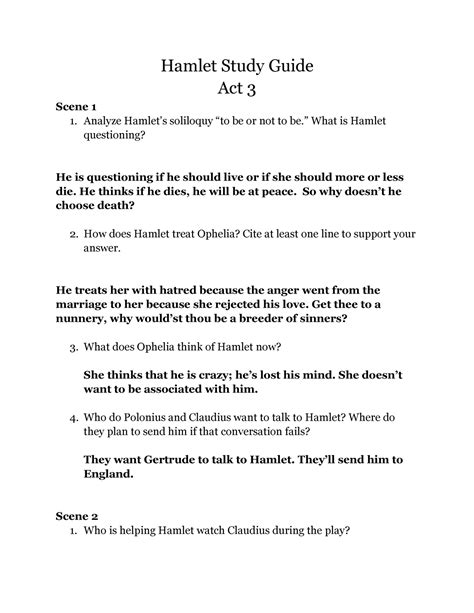 Hamlet study guide act 3 answer key. - Study guide for mitchells roots of wisdom 4th by helen buss mitchell.