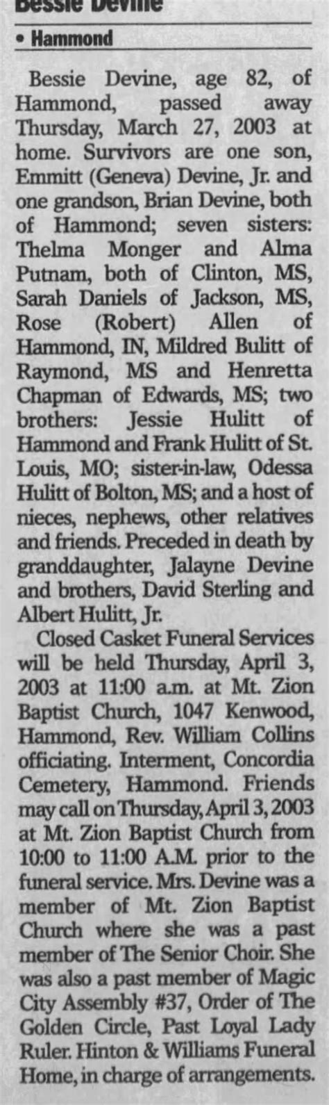 Hammond times obituary. Hammond. HAMMOND, Michael John 'Mike' - Born in Collingwood on July 27, 1938, a son of the late Murray and Janet (nee Devereaux) Hammond, Mike passed away in his sleep following a brief illness at the Meaford Hospital on Saturday, November 4, 2017 at the age of 79. Mike is remembered as a beloved husband of some 53 years by his loving wife ... 
