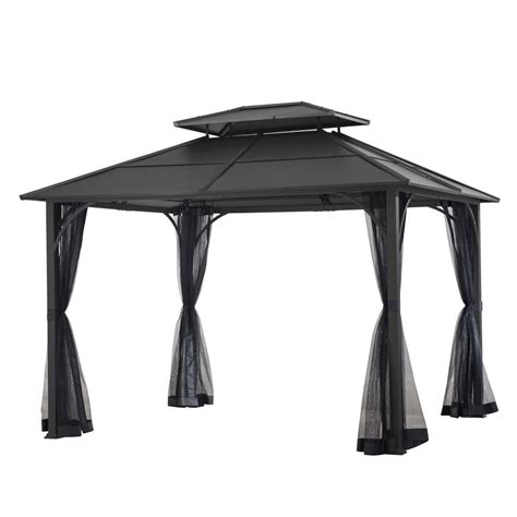 It is also design to use with 12-ft L x 10-ft W gazebo No. 355094 & 510327.Please do the measurements of your gazebo and make sure that our product will fit it. Dimensions: 12' L x 10' W x 87"H. 87"H Full-length provide more privacy room and protection from sun and winds. Color: Charcoal. 100% polyester, UV-protected, water-repellent but not .... 