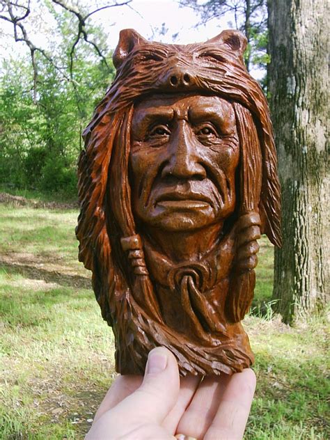 Hand Carved Furniture Native American Head