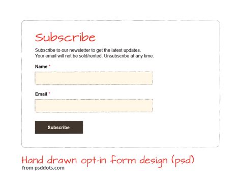 Hand Drawn Optin Form Design PSD psddots