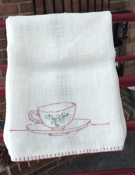 Hand Embroidered Linen Tea Towel - Etsy