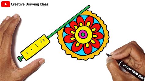 Hand Fan Drawing Step by Step With Color How to Draw Hand Fan