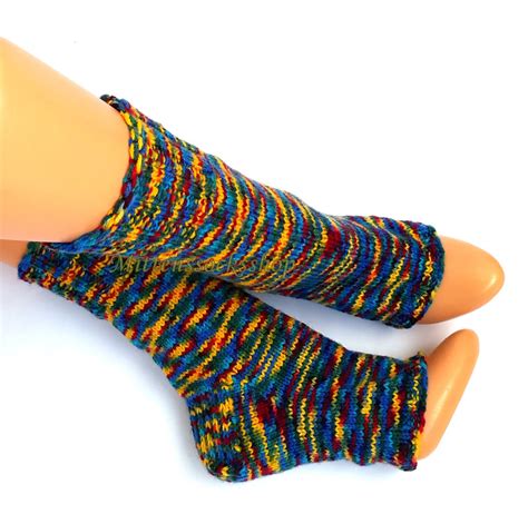 Hand Knit Rainbow Yoga Socks With Heel Rainbow …