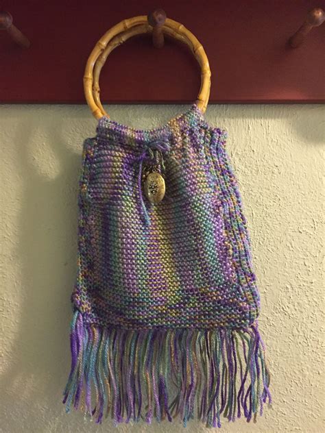 Hand Knit purse with bamboo handles Knit purse, Bamboo bag, …