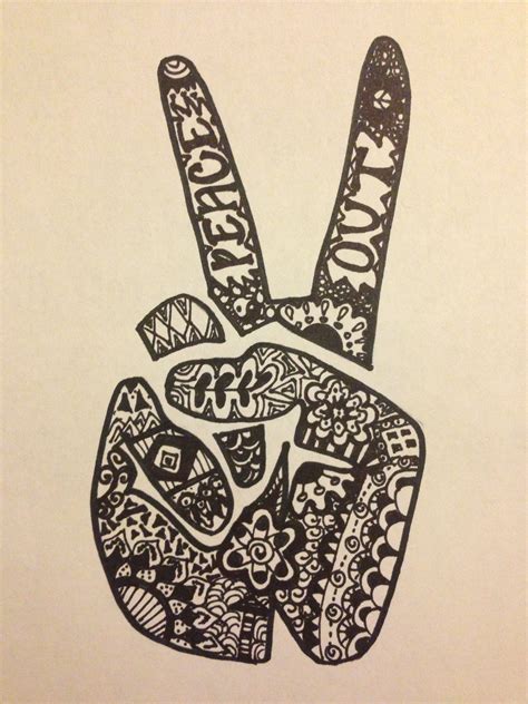 Hand Peace Sign Drawing