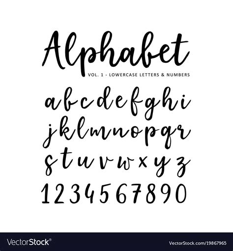 Hand drawn alphabet brush script font Royalty Free Vector