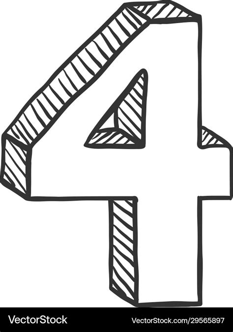 Hand drawn sketch number four Royalty Free Vector Image