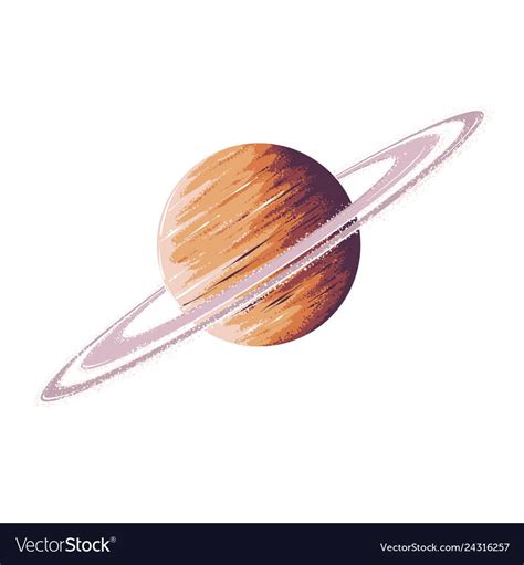 Hand drawn sketch of saturn in color vector image on VectorStock