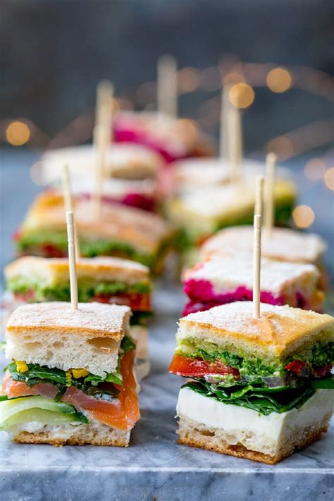 Hand held appetizers cold.  These colorful French pressed sandwich bite...