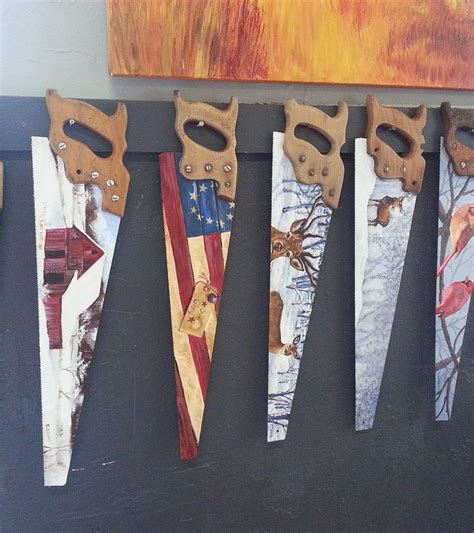 Hand saw blade painting ideas. Nov 23, 2023 · Here are various repurposing ideas for old hand saws: 1. Wall Art: Attach the saw horizontally or diagonally to a wall to create a unique and rustic piece of wall art. Paint the saw blade with an artistic design or landscape scene to turn it into a customized art piece. 2. 