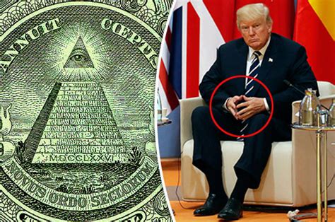 The Pyramid is one of the most important Illuminati symbols. The large base represent us, the little people at the bottom, while the capstone represent the 0.001% ruling from atop the capstone. Presidential hopeful Donald Trump is seen here, yet again, making a popular Illuminati sign.. 