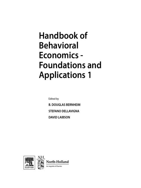 Handbook Of Behavioral Economics Applications And Foundations 1
