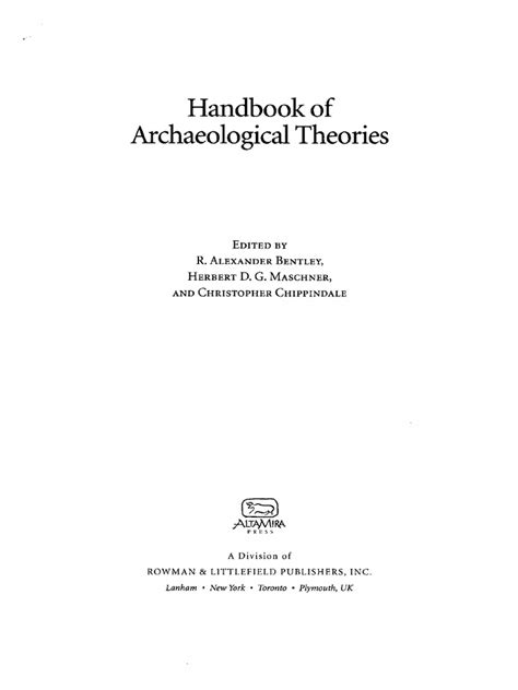 Handbook of archaeological theories handbook of archaeological theories. - Alt-herrn-verzeichnis des akadem.-landwirtschaftl. vereins agronomia zu jena aufgestellt am 8.ii.1891..