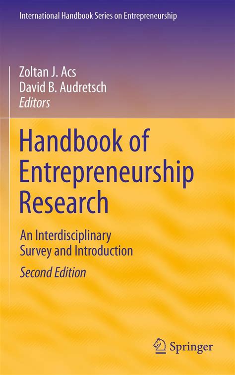 Handbook of entrepreneurship research an interdisciplinary survey and introduction. - Hautes eaux de la côte de beaupré.