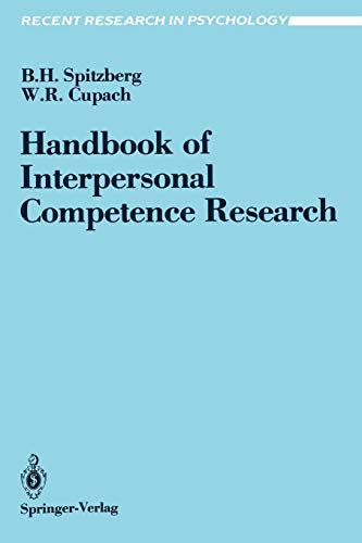 Handbook of interpersonal competence research by brian spitzberg. - Handbook of systems biology concepts and insights.