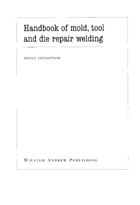 Handbook of mold tool and die repair welding. - Handbuch der energieaudits 8. auflage gratis.