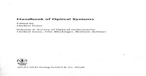 Handbook of optical systems 6 volume set gross optical systems. - Wunsch und pflicht im aufbau des menschlichen lebens.