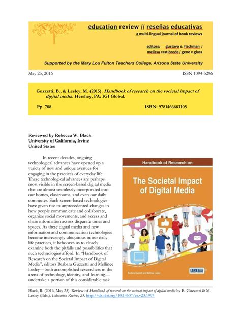 Handbook of research on the societal impact of digital media. - Manual de historia de la cultura.