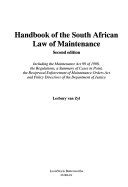 Handbook of the south african law of maintenance by lesbury van zyl. - La huella de murcia en la producción literaria de carmen conde abellán.