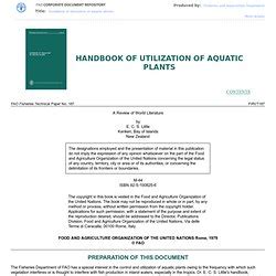Handbook of utilization of aquatic plants by e c s little. - Beiträge zur vergleichenden geschichte der romantischen poesie und prosa des mittelalters.